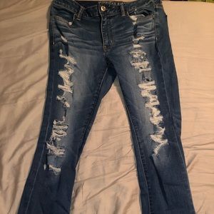 american eagle super stretch ripped jeggings